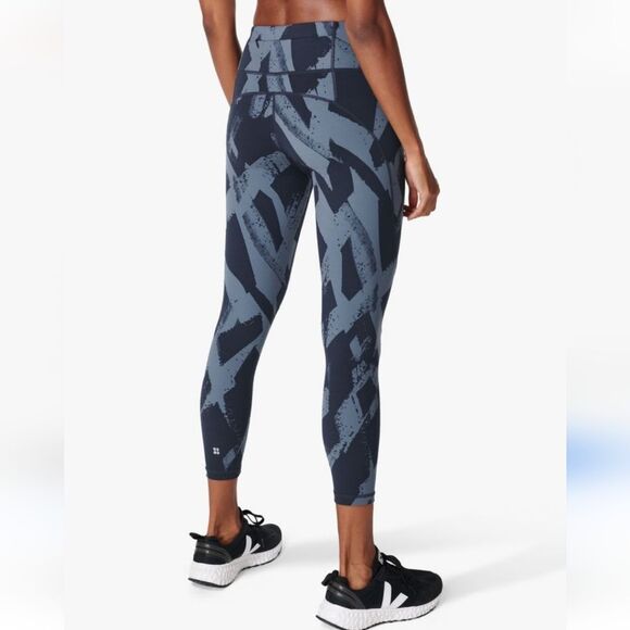 Sweaty Betty Power Workout 7/8 Gym Leggings, Blue Paint Print Size S - Picture 2 of 13